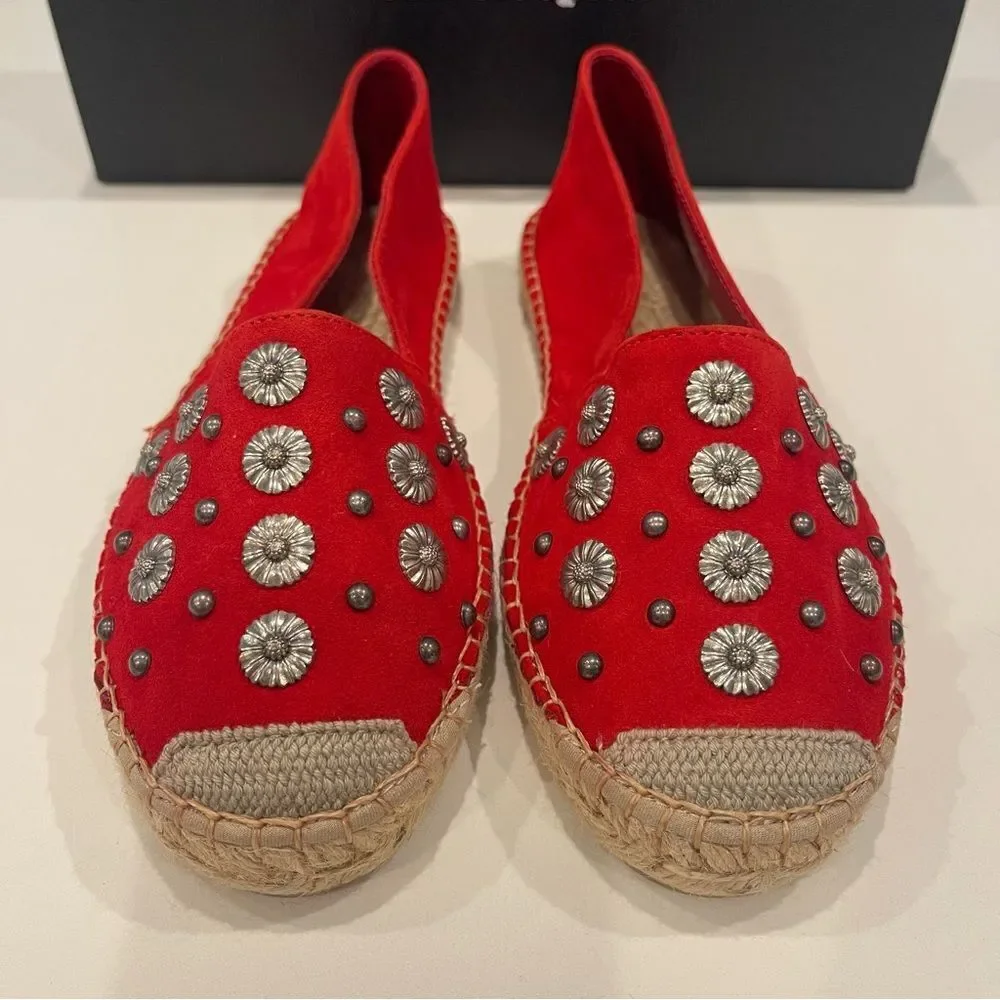The Kooples Suede Leather And Embrode espadrille shoes NIB size 37
